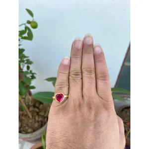 Anillo de Corazón de Rubí, Plata de Ley 925, Anillo de Piedra Preciosa en Forma de Corazón Hecho a Mano, Proveedor de Joyería al por Mayor - Product Image 6