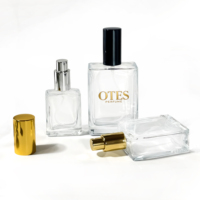 Vente en gros d'atomiseurs de parfum rectangulaires vides personnalisés, rechargeables, vaporisateur de parfum 100 ml, flacon de parfum rechargeable en verre