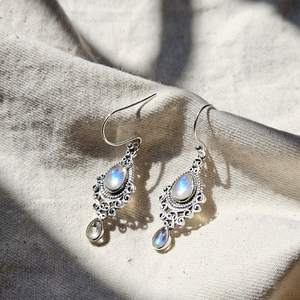 Pendientes de Piedra Lunar en Plata de Ley 925 con Baño de Oro, Joyería de Boda Vintage de Moda para Mujer - Regalo Perfecto - Product Image 4