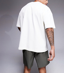 Último chándal de moda pesado 100% algodón para hombre, camiseta de contraste y conjunto corto, chándal de 2 piezas para correr para hombre - Product Image 2