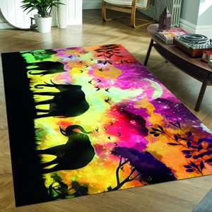 Alfombras con Pintura de Tres Elefantes, Alfombra con Paisaje Lunar, Alfombras de Elefantes, Alfombras de Animales, Alfombra Gobelino - Product Image 5