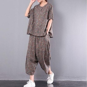 New trending Women <b>Linen</b> <b>set</b> Fashion <b>linen</b> pants women 100% <b>linen</b> wide leg Loose <b>trousers</b> bohemia pants <b>and</b> <b>top</b> - Product Image 5