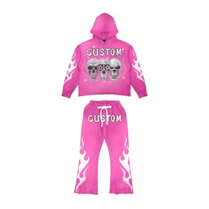 ชุดวอร์ม2ชิ้นสำหรับผู้หญิงชุดออกกำลังกายผ้าฟลีซผ้าฝ้ายสีขาวมีโลโก้ตามสั่ง - Product Image 5