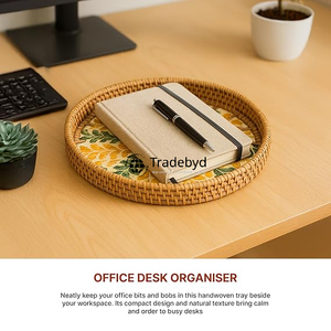 Bandeja de Servicio Móvil de Ratán Moderno Ecológico de Primera Calidad, Hecha a Mano, Elegante, para el Hogar, Tradebyd - Product Image 3
