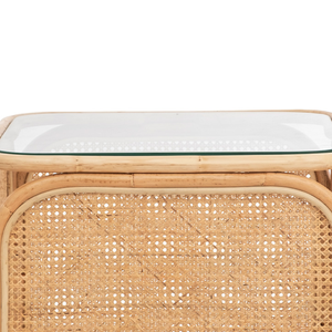 Custom Modern <b>Console</b> <b>Table</b> with <b>Glass</b> Coaster and Woven Rattan Frame for Home Decoration in Living Room or Dining Area - Product Image 4