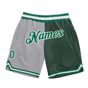 Industrie Direct Engro Sportswear Pantalones cortos de baloncesto Custom Grey Kelly Green-Hunter Green Pantalones cortos de baloncesto de moda auténtica - Product Image 1
