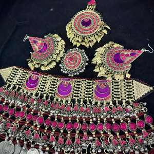 Modern Stainless Steel Afghan Women <b>Jewelry</b> Set <b>with</b> <b>Crystal</b> Rhinestone Handmade for Bridal & Festive Occasions Party Wear - Product Image 4