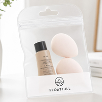 Pochette personnalisée en EVA avec fermeture éclair pour éponge de maquillage et houppette, pochette de rangement cosmétique en EVA givrée réutilisable avec logo et impression