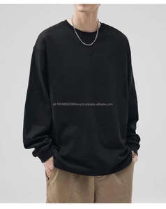 Personalizado de alta calidad de gran tamaño Casual hombres 100% algodón 260 en blanco peso pesado Color sólido Camisetas cuello redondo de manga larga - Product Image 6