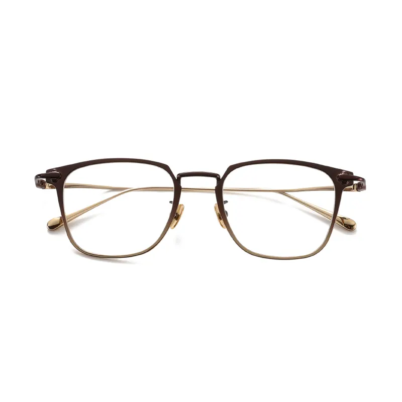Fighroad con montatura quadrata occhiali da vista Vintage da uomo oversize in metallo montature lenti trasparenti occhiali da sole in oro ottico 2024
