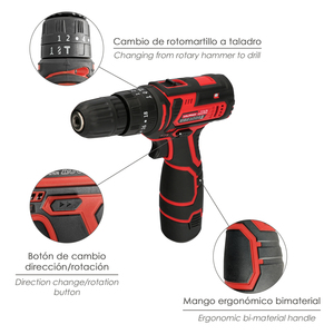 Trapano Avvitatore a Batteria 12V con 2 Velocità e Funzione Martello Batteria da 1300mAh. 35 Nm di coppia. - Product Image 3