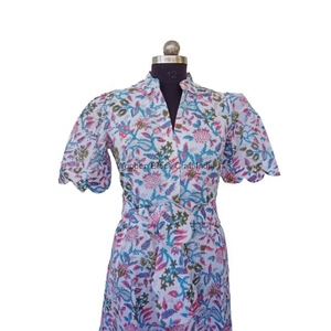 Robe de bureau style femme élégante, robe enveloppante de plage bohème pour un usage quotidien, robe maxi mi-longue en coton à imprimé floral décontractée pour femmes - Product Image 3