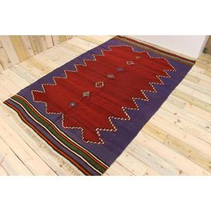 Tapis turc vintage 5,2x8,1 pi (158x247 cm), tapis Ikat rouge - Product Image 1