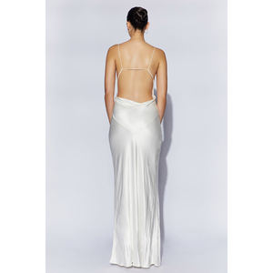 Promosyon fiyat ile saten Halter dantelli kayma elbise beyaz - Product Image 2