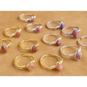 <b>Boho</b> Chic Style Pink Stone Fashion <b>Rings</b> Gold or Silver Plated for Resale - Product Image 2