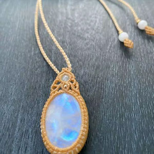 Brass 25To30 Oval Statement <b>Necklace</b> Macrame Trendy <b>Boho</b> Unisex for Anniversary Gift HARI OM CREATIONS - Product Image 1