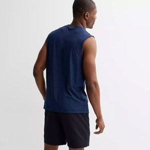 Débardeur sans manches pour homme, noir, col rond, couleur unie, respirant, tricoté, décontracté - Product Image 6