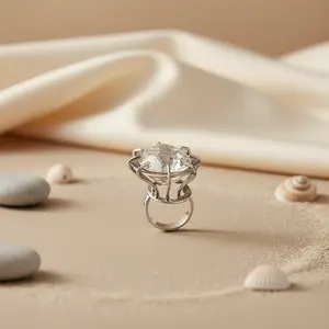 Bague statement pour femme avec zircone cubique argentée - Product Image 2