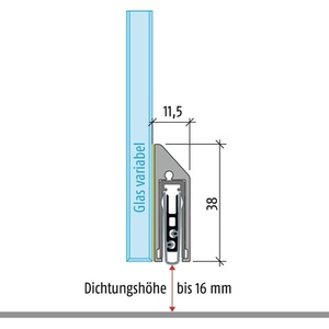 PLANET Puertas de Vidrio Anodizado en Aluminio Plateado KG-SM-Set, Sello de Puerta Estrecho de 1 Lado, 834 mm de Longitud - Product Image 3