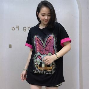 Camiseta Casual de Manga Corta para Mujer, Estilo Veraniego, con Patrón de Rayas, 100% Fibra de Bambú, Logotipo Personalizado, Corte Regular - Product Image 3