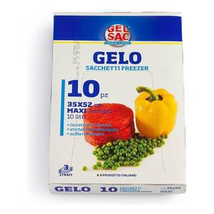 Ensemble de 10 sacs de congélation transparents bleus GELO 35x52 cm avec attaches Modèle 504091 pour le stockage de sacs de gel - Product Image 1