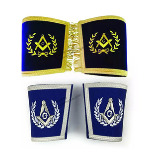 Masonic Gauntlets Cuffs Double Silver Braid for Masonic Regalia Uniforms - Product Image 3