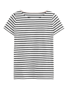 Retro de moda clásico a rayas de manga corta transpirable verano holgado AJUSTE A rayas ropa de mujer Camiseta de cuello redondo de gran tamaño - Product Image 1