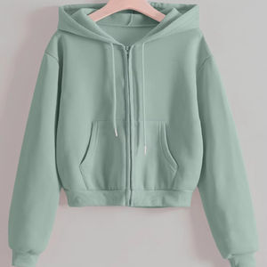 Blank/Plain Unisex <b>Hoodies</b> <b>zip</b> <b>up</b> <b>Hoodies</b> for Ladies With Customization - Product Image 1