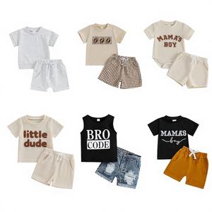 Conjuntos de Ropa de Algodón para Niños, Moda Nueva al por Mayor, Ropa de Primavera con Vestidos y Pantalones Cortos, Kits Mixtos Guangdong TZ-029 - Product Image 1