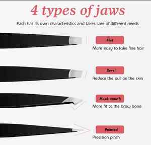 Juego de pinzas para cejas, 4 piezas de acero inoxidable con bolsa de cuero a pedido, herramienta de belleza más depiladora, Kits de depilación - Product Image 3