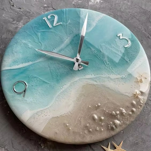 SYNTHETIC Epoxy Resin <b>Wall</b> <b>Clocks</b> for Exquisite Spaces Unique Home Decor Gift <b>Wall</b> Epoxy Ocean <b>Clock</b> by Antique Creation - Product Image 1