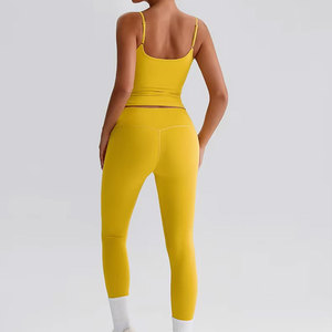 Ensemble de vêtements de sport 2 pièces personnalisés pour femmes, hauts sans manches de sport, leggings de yoga, ensembles d'entraînement de fitness pour femmes - Product Image 4