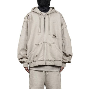 ผ้าฝ้ายสำหรับเสื้อฮู้ดดี้ ลายมัดย้อม สำหรับเสื้อสเวตเชิ้ตโอเวอร์ไซส์ พร้อมงานปัก 3 มิติ MOQ ต่ำ ชุดกีฬาผู้ชาย - Product Image 1