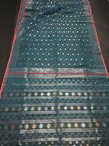 Calidad de exportación exclusiva Deshi Dhakai Green Jamdani Sharee para mujeres JAMDANI FABRIC Blue GREEN Golden Sky Blue de Bangladesh - Product Image 4