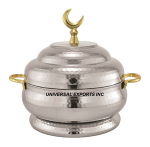Casserole de cuisine de table martelée en métal finition argentée Meilleure vente Chauffe-plat décoratif de luxe en métal - Product Image 1