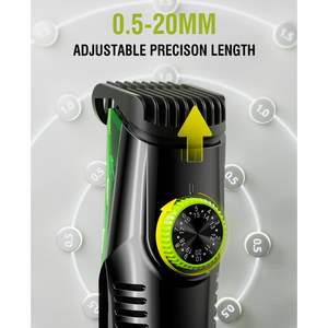 Tondeuse à barbe électrique rechargeable pour hommes, longueur réglable, tondeuse à moustache, lame en acier inoxydable, étanche IPX7, batterie - Product Image 2