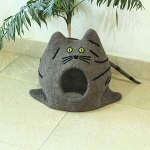 Cave pour chat en feutre 100% laine de Nouvelle-Zélande, maison pour chat en feutre fait main - Product Image 2