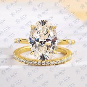 2.00 CTW Lab เติบโต Moissanite ชุดตัดรูปไข่เจ้าสาว10K แข็งทอง18K เครื่องประดับเพชรของขวัญครบรอบสำหรับผู้หญิง - Product Image 1