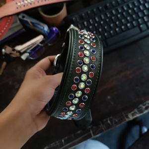 Premium Quality Soft <b>Padded</b> Crystalize Pet Collar Luxury Design Tooled Dog Collar Leather Dog Belt at Wholesale Price Halsbands - Product Image 3