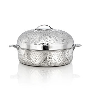 Plat de service moderne marron et argenté, élégant, en aluminium, avec support métallique, pour buffet, événements et traiteur, antiadhésif - Product Image 3