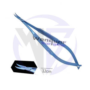 Portaagujas Quirúrgico Oftálmico de Titanio Azul, Sin Bloqueo, de Acero Inoxidable, Manual, Proveedor Wenquar - Product Image 4