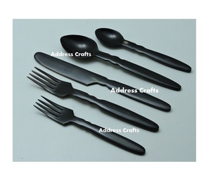 Ensemble de couverts de fête de style occidental en corne naturelle biologique, écologique, durable, réutilisable, facile à nettoyer, de haute qualité, personnalisé - Product Image 1