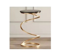 Table d'appoint ronde en métal nickel noir décoré avec aluminium sculpté à la main pour meubles de table basse de salon ou de mariage