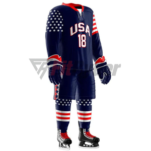 วัสดุโพลีเอสเตอร์คุณภาพดีที่สุดนักฮ็อกกี้น้ําแข็งเครื่องแบบแห้งเร็วผู้ชายระบายอากาศคุณภาพสูงเครื่องแบบฮ็อกกี้น้ําแข็ง OEM - Product Image 6