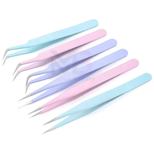 Juego de Pinzas para Pestañas de Color Personalizado Profesional, Último Modelo en Acero Inoxidable con Recubrimiento en Polvo, Agarre de Diamante, Extensiones de Pestañas Puntiagudas - Product Image 4