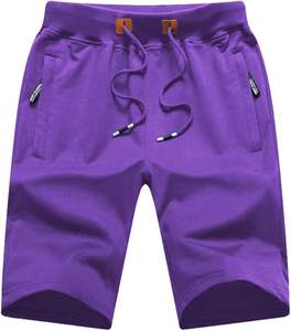 Short décontracté pour homme avec taille élastique et poches zippées Motif solide et décoration en dentelle - Product Image 2