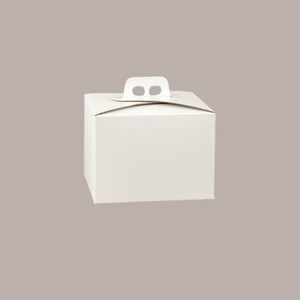Boîte carrée en papier fibre blanc pour panettone avec poignée 24,5x24,5x19 cm, lot de 10, fournitures de décoration de gâteaux - Product Image 2