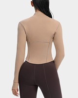 Veste de sport pour femmes, yoga, sans couture, extensible dans quatre directions, légère, fermeture éclair sur le devant, manches longues, gym, fitness, course à pied, entraînement, respirante