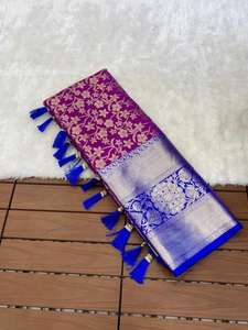 Priyamani Kanjivaram Saree en soie réversible Vêtements décontractés faits à la main pour les mariages et Diwali fabriqués en Inde - Product Image 6