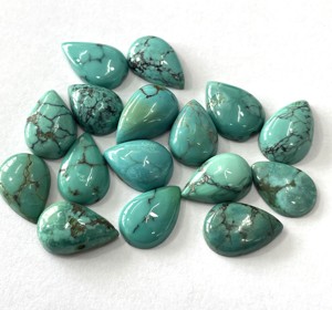 Cabujón de pera turquesa tibetana natural 4x6mm Calidad superior-Pera turquesa tibetana suelta - Product Image 5